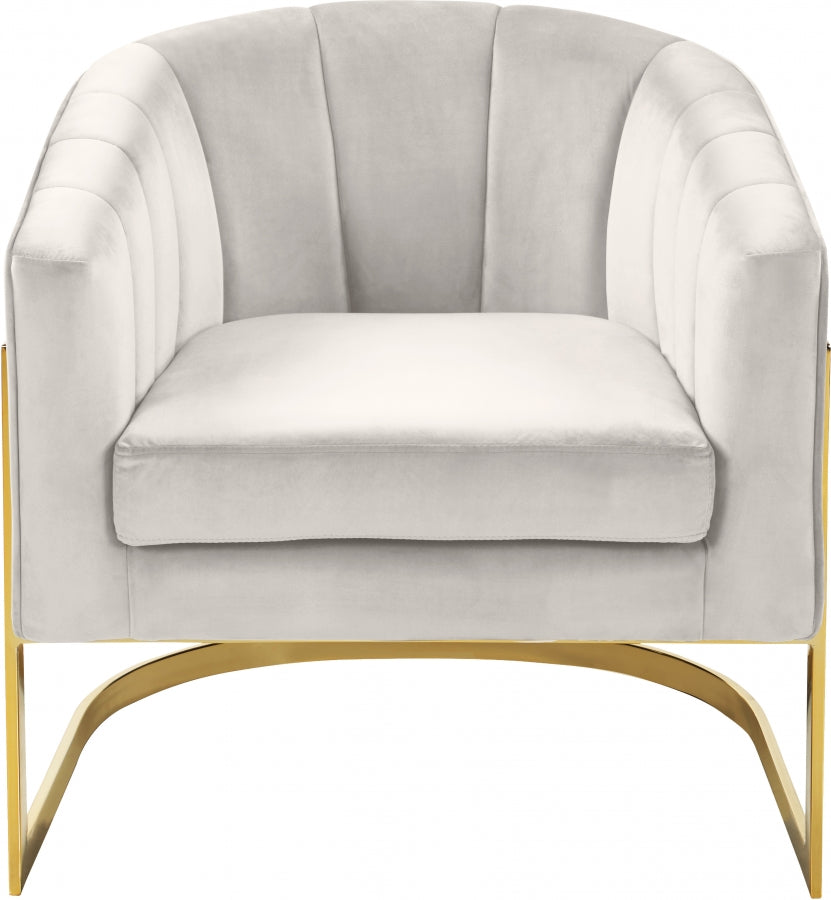 Carter Cream Velvet Accent Chair from Meridian - Luna Furniture