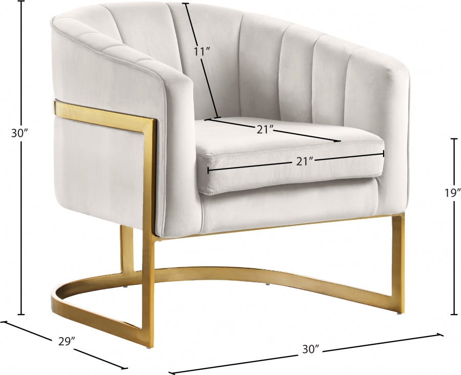 Carter Cream Velvet Accent Chair from Meridian - Luna Furniture