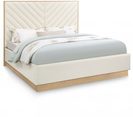 Casa Cream Casa Faux Leather King Bed (3 Boxes) from Meridian - Luna Furniture