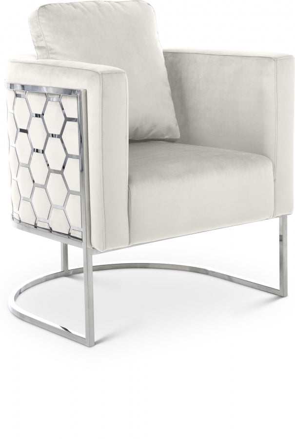 Casa Cream Velvet Chair from Meridian - Luna Furniture