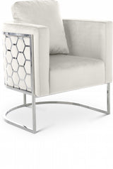 Casa Cream Velvet Chair from Meridian - Luna Furniture