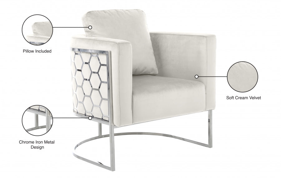 Casa Cream Velvet Chair from Meridian - Luna Furniture