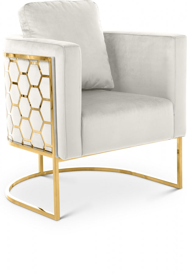 Casa Cream Velvet Chair from Meridian - Luna Furniture