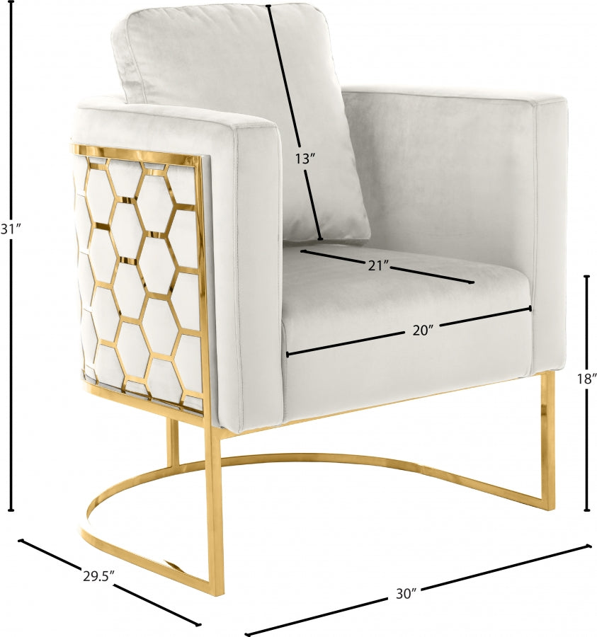 Casa Cream Velvet Chair from Meridian - Luna Furniture