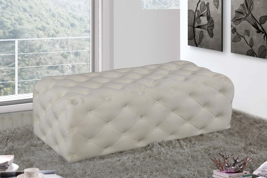 Casey Cream Velvet Ottoman | Bench from Meridian - Luna Furniture