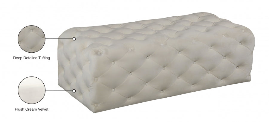 Casey Cream Velvet Ottoman | Bench from Meridian - Luna Furniture