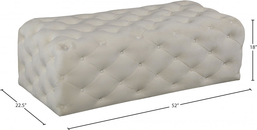 Casey Cream Velvet Ottoman | Bench from Meridian - Luna Furniture