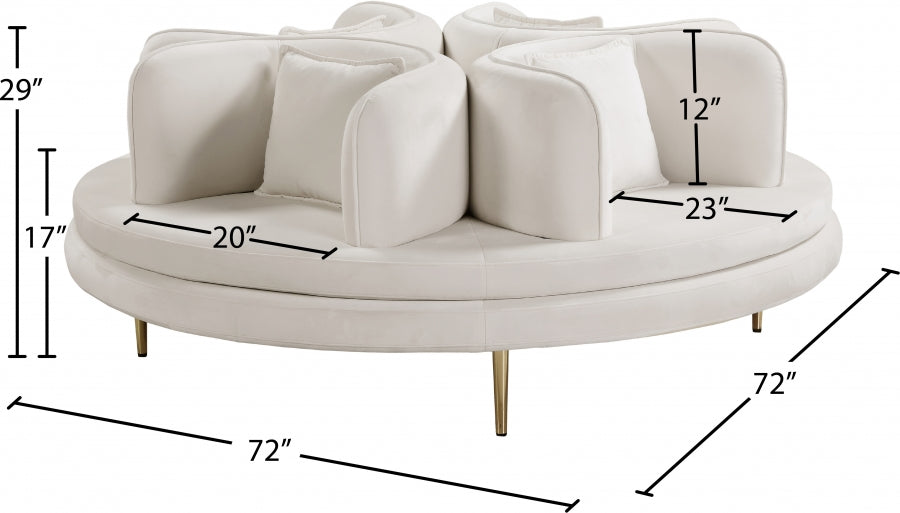 Circlet Cream Velvet Roundabout Sofa from Meridian - Luna Furniture