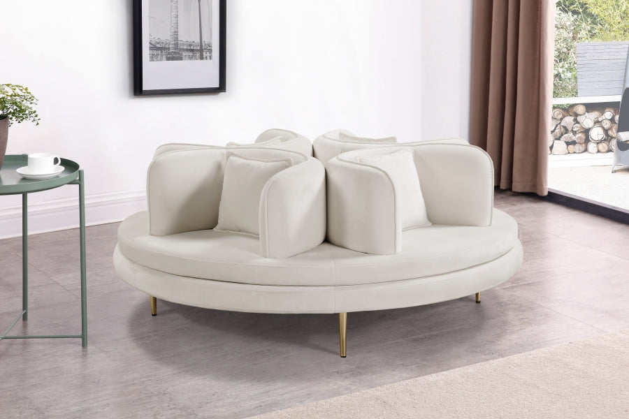 Circlet Cream Velvet Roundabout Sofa from Meridian - Luna Furniture