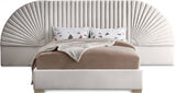 Cleo Cream Velvet Queen Bed from Meridian - Luna Furniture