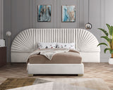 Cleo Cream Velvet Queen Bed from Meridian - Luna Furniture