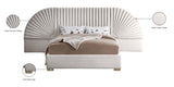 Cleo Cream Velvet Queen Bed from Meridian - Luna Furniture