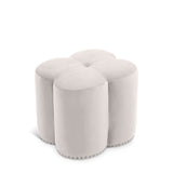 Clover Cream Velvet Ottoman from Meridian - Luna Furniture