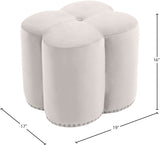 Clover Cream Velvet Ottoman from Meridian - Luna Furniture