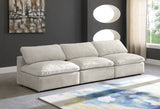 Cozy Cream Velvet Modular Fiber Filled Cloud-Like Comfort Overstuffed 117" Armless Sofa from Meridian - Luna Furniture