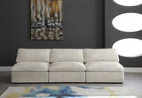 Cozy Cream Velvet Modular Fiber Filled Cloud-Like Comfort Overstuffed 117" Armless Sofa from Meridian - Luna Furniture