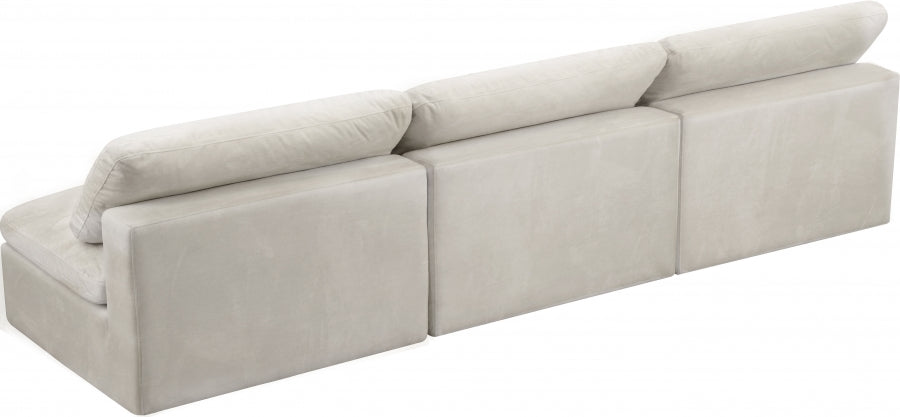 Cozy Cream Velvet Modular Fiber Filled Cloud-Like Comfort Overstuffed 117" Armless Sofa from Meridian - Luna Furniture