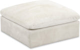 Cozy Cream Velvet Modular Fiber Filled Cloud-Like Comfort Overstuffed Ottoman from Meridian - Luna Furniture