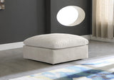 Cozy Cream Velvet Modular Fiber Filled Cloud-Like Comfort Overstuffed Ottoman from Meridian - Luna Furniture