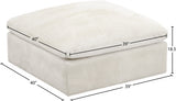 Cozy Cream Velvet Modular Fiber Filled Cloud-Like Comfort Overstuffed Ottoman from Meridian - Luna Furniture