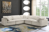 Cozy Cream Velvet Modular Fiber Filled Cloud-Like Comfort Overstuffed Reversible Sectional from Meridian - Luna Furniture