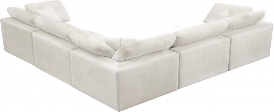 Cozy Cream Velvet Modular Fiber Filled Cloud-Like Comfort Overstuffed Reversible Sectional from Meridian - Luna Furniture