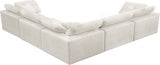 Cozy Cream Velvet Modular Fiber Filled Cloud-Like Comfort Overstuffed Reversible Sectional from Meridian - Luna Furniture