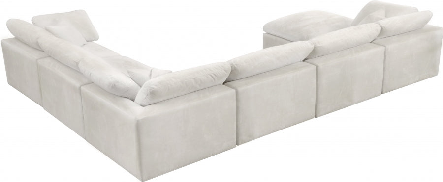 Cozy Cream Velvet Modular Fiber Filled Cloud-Like Comfort Overstuffed Reversible Sectional from Meridian - Luna Furniture