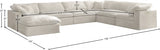 Cozy Cream Velvet Modular Fiber Filled Cloud-Like Comfort Overstuffed Reversible Sectional from Meridian - Luna Furniture