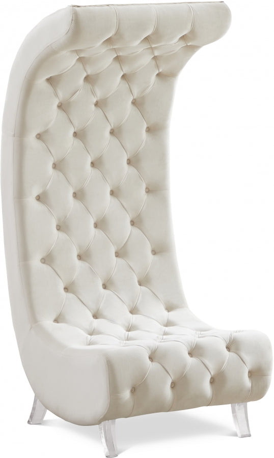 Crescent Cream Velvet Chair from Meridian - Luna Furniture