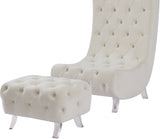 Crescent Cream Velvet Chair from Meridian - Luna Furniture