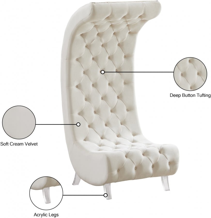 Crescent Cream Velvet Chair from Meridian - Luna Furniture