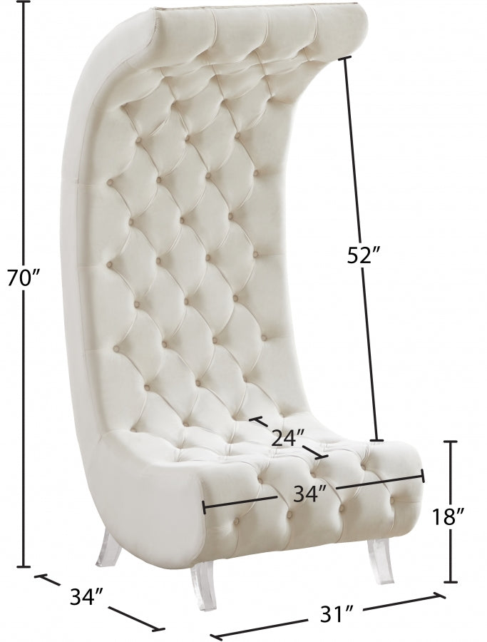 Crescent Cream Velvet Chair from Meridian - Luna Furniture