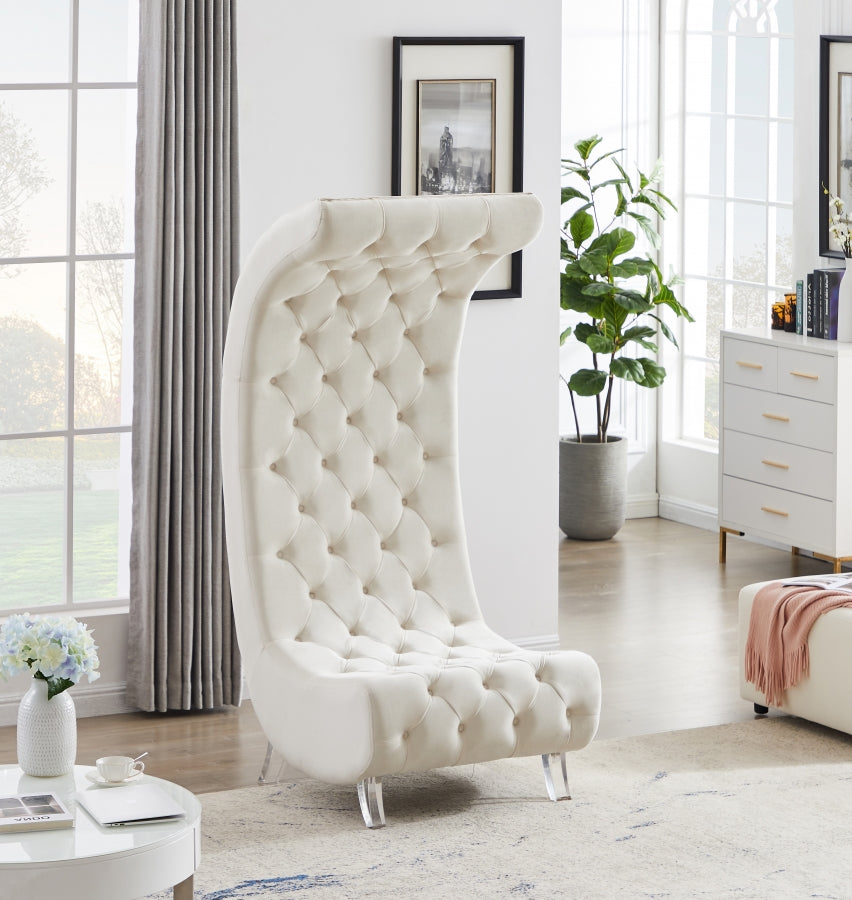 Crescent Cream Velvet Chair from Meridian - Luna Furniture