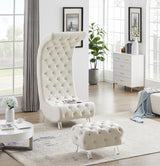 Crescent Cream Velvet Chair from Meridian - Luna Furniture