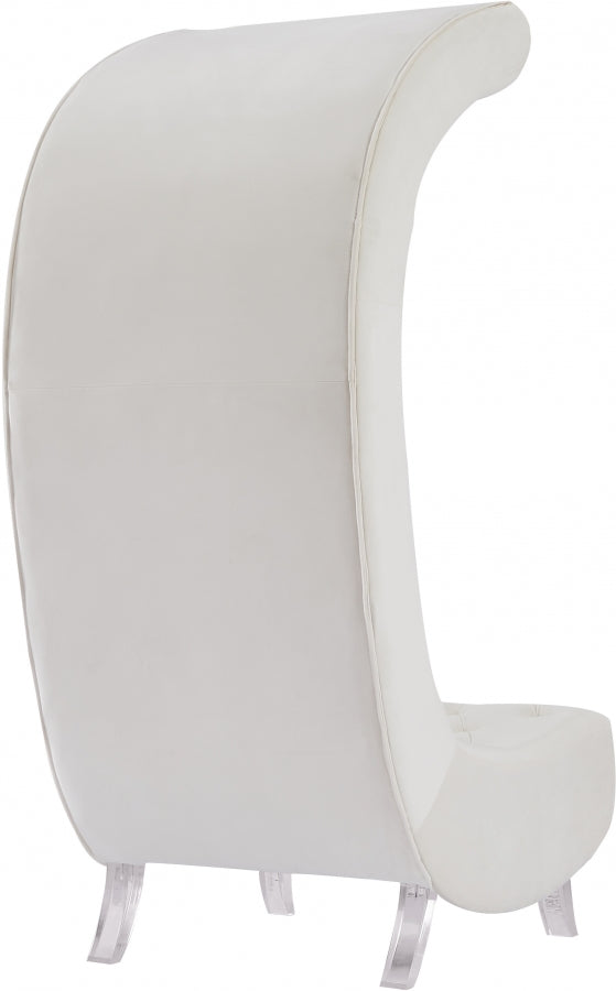 Crescent Cream Velvet Chair from Meridian - Luna Furniture