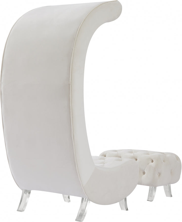 Crescent Cream Velvet Chair from Meridian - Luna Furniture