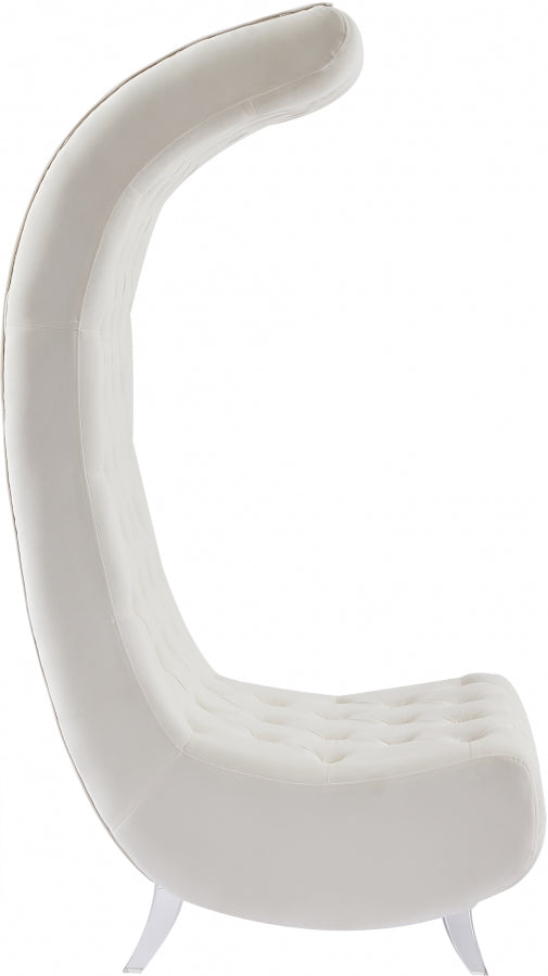 Crescent Cream Velvet Chair from Meridian - Luna Furniture