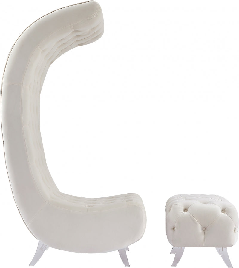 Crescent Cream Velvet Chair from Meridian - Luna Furniture