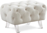 Crescent Cream Velvet Ottoman from Meridian - Luna Furniture