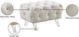 Crescent Cream Velvet Ottoman from Meridian - Luna Furniture