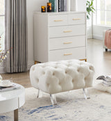 Crescent Cream Velvet Ottoman from Meridian - Luna Furniture