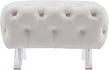 Crescent Cream Velvet Ottoman from Meridian - Luna Furniture