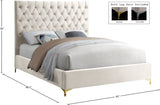 Cruz Cream Velvet Queen Bed from Meridian - Luna Furniture