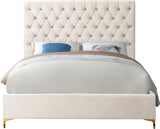 Cruz Cream Velvet Queen Bed from Meridian - Luna Furniture