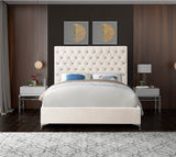 Cruz Cream Velvet Queen Bed from Meridian - Luna Furniture