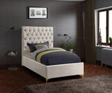 Cruz Cream Velvet Twin Bed from Meridian - Luna Furniture