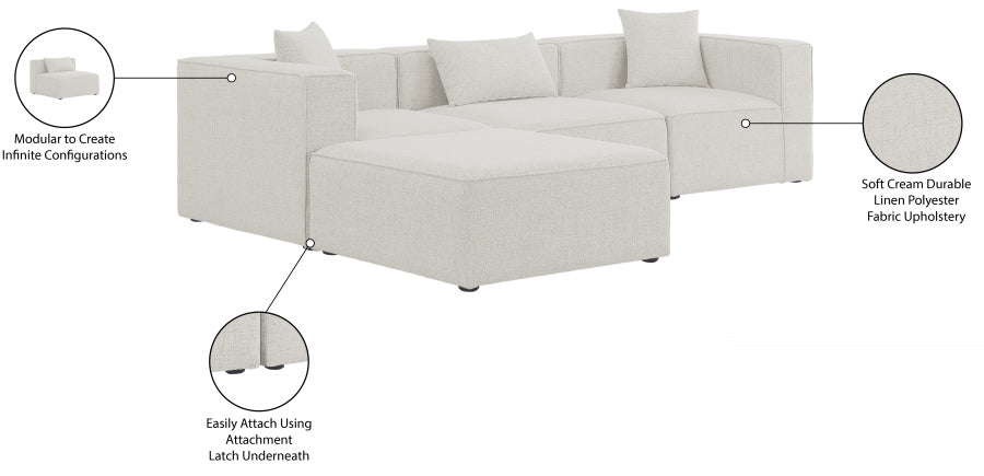 Cube Cream Modular Sectional from Meridian - Luna Furniture