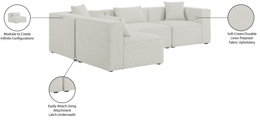 Cube Cream Modular Sectional from Meridian - Luna Furniture