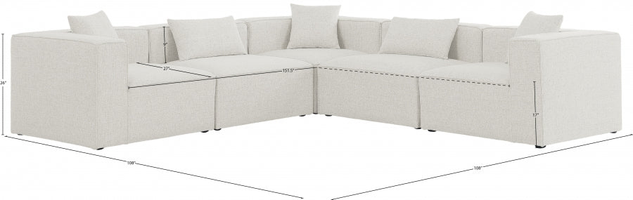 Cube Cream Modular Sectional from Meridian - Luna Furniture